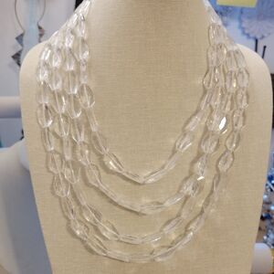 Clear Cut 4-Strand Necklace w/ Goldtone Lobster Clasp